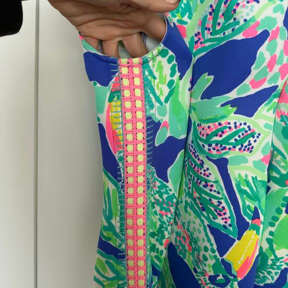 Lily Pulitzer Mila Shift Beckon Blue Wake Up Call Scuba Neon Dress Size XS, NWOT - Picture 6 of 8